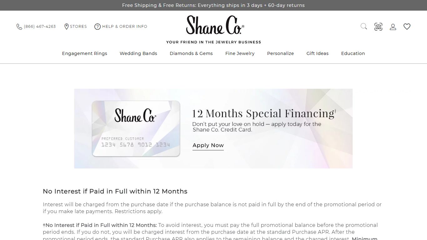The Shane Co. Credit Card | Financing Options | Easy Online Payments